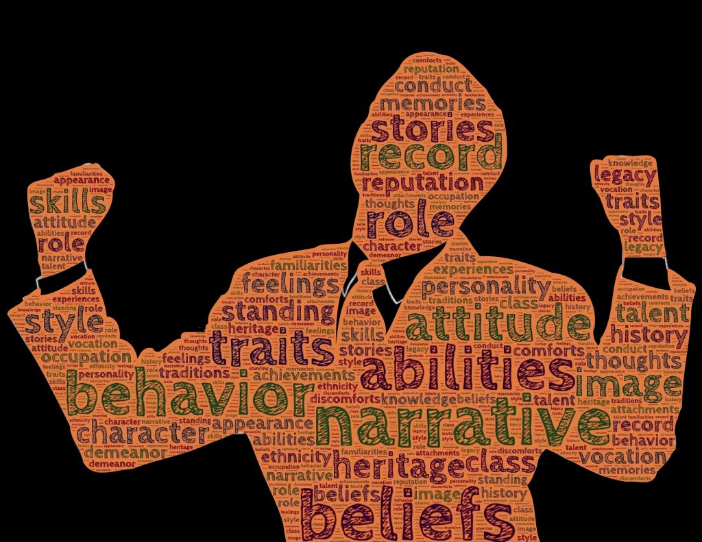 identity-795260_1920 Identity: man drawn in orange on black background with words inside