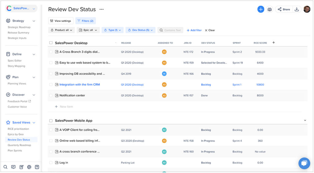 craft.io Table View