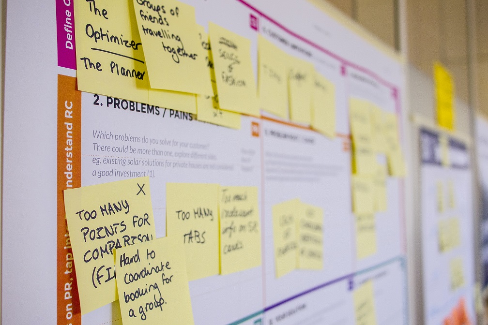 HERO Sticky notes on a white board